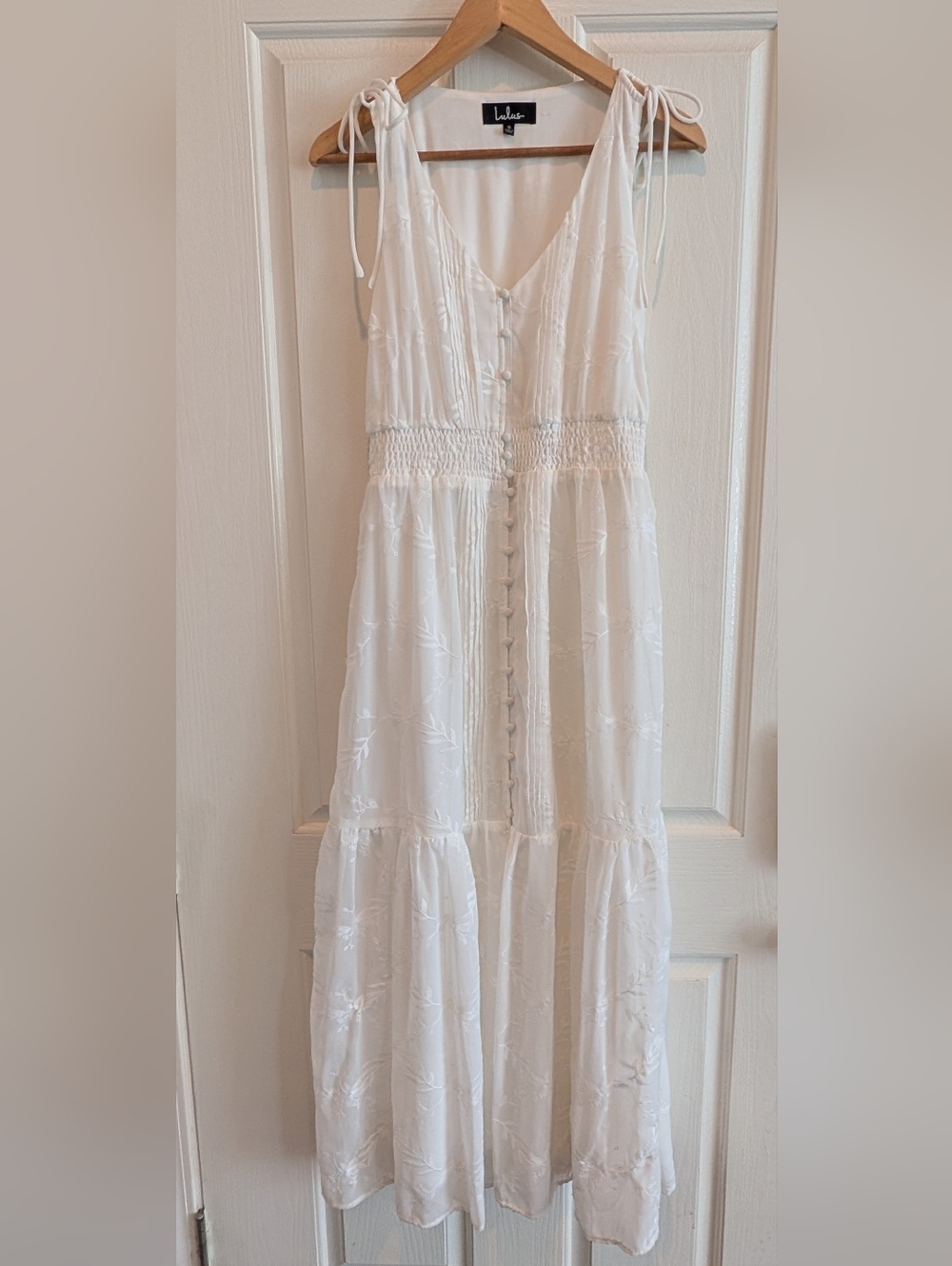 Lulus White Embroidered Button-Front Maxi Skirt